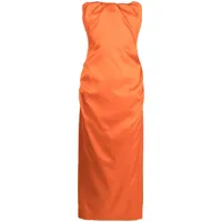 roland mouret robe-bustier en satin à coupe longue - orange