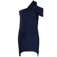 courrèges robe courte à une épaule - bleu