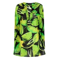 louisa ballou robe de plage en coton à fleurs - vert
