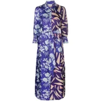 pierre-louis mascia robe-chemise imprimée à taille ceinturée - violet