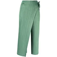 pleats please issey miyake pantalon ample à design plissé - vert