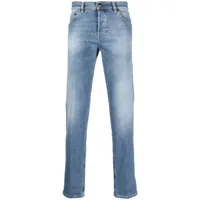 pt torino jean en coton stretch à coupe droite - bleu