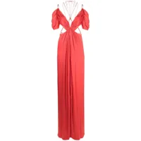 costarellos robe plissée à coupe longue - rouge
