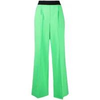 msgm pantalon ample à taille à logo - vert