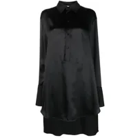 loewe robe-chemise satiné à logo brodé - noir