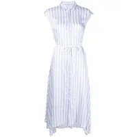 peserico robe-chemise rayée à design sans manches - bleu