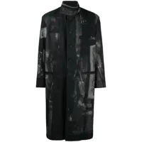 yohji yamamoto manteau en coton à imprimé graphique - noir