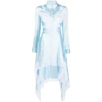 burberry robe asymétrique à manches longues - bleu