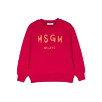 msgm kids sweat en coton à logo imprimé - rose