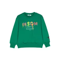 msgm kids sweat en coton à logo imprimé - vert