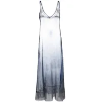 rabanne robe longue transparente à détails de clous - bleu