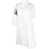 ioana ciolacu robe-chemise fleurie à coupe mi-longue - blanc