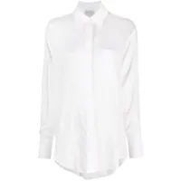 forte forte chemise en soie mélangée à effet transparent - blanc