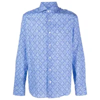 fedeli chemise en coton à imprimé graphique - bleu