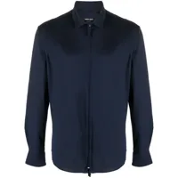 giorgio armani chemise en coton à fermeture zippée - bleu