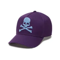 philipp plein casquette en coton à broderies - violet
