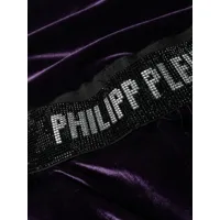 philipp plein pantalon de jogging en velours à logo - violet