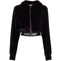philipp plein hoodie en velours à logo strassé - violet