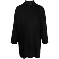 yohji yamamoto t-shirt mi-long à capuche - noir