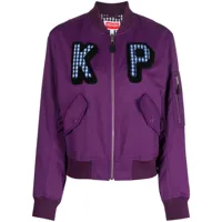 kenzo veste bomber à patch logo - violet