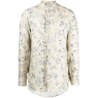 kiton chemise en lin à fleurs - tons neutres