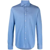 paul & shark chemise en coton à col italien - bleu