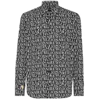 billionaire chemise en coton stretch à logo imprimé - noir