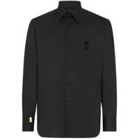 billionaire chemise en coton à logo brodé - noir