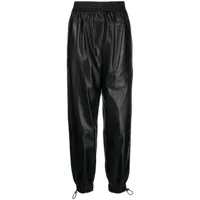 loewe pantalon en cuir à taille élastiquée - noir