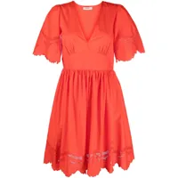 twinset robe courte à broderie anglaise - orange