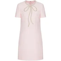 valentino garavani robe courte crepe couture à broderies - rose