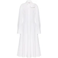 valentino garavani robe-chemise compact popeline mi-longue - blanc