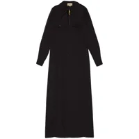 gucci robe longue en soie à taille cintrée - noir