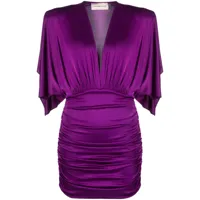 alexandre vauthier robe courte froncée à col v - violet