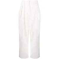 staud pantalon luisa en coton à plis - blanc