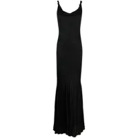 blumarine robe longue satinée à détail de nœud - noir