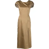 semicouture robe mi-longue à détail de laçage - marron