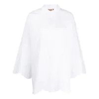 twinset chemise en popeline à bords festonnés - blanc
