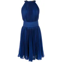 max mara robe plissée à ornements strassés - bleu