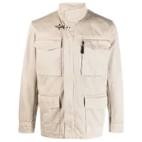 fay veste zippée en coton à design multi-poches - marron