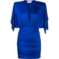 alexandre vauthier robe courte froncée à col v - bleu