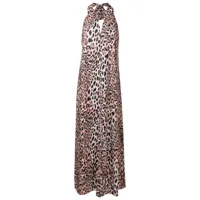 brigitte robe de plage à imprimé léopard - marron