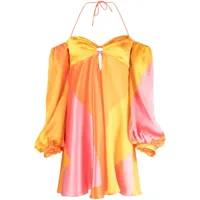 raquel diniz robe courte andressa à imprimé géométrique - orange