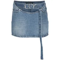 y/project minijupe en jean à taille ceinturée - bleu