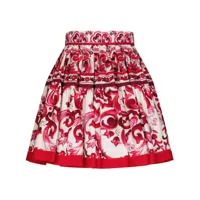 dolce & gabbana jupe longue plissée à imprimé majolica - rouge