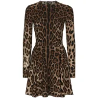 dolce & gabbana robe courte à imprimé léopard - marron