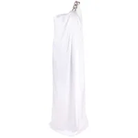 stella mccartney robe longue drapé à une épaule - blanc