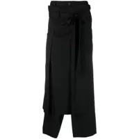 yohji yamamoto pantalon droit à lien de resserage - noir