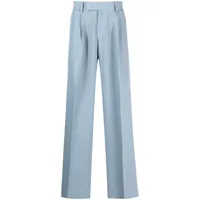 amiri pantalon droit à design plissé - bleu