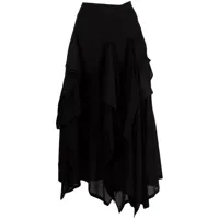 yohji yamamoto jupe en coton à design asymétrique - noir